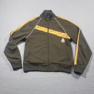 VTG Volcom Track Jacket Men L V Line Science 10 Mile Brown Yellow Skatecore Y2K‎
